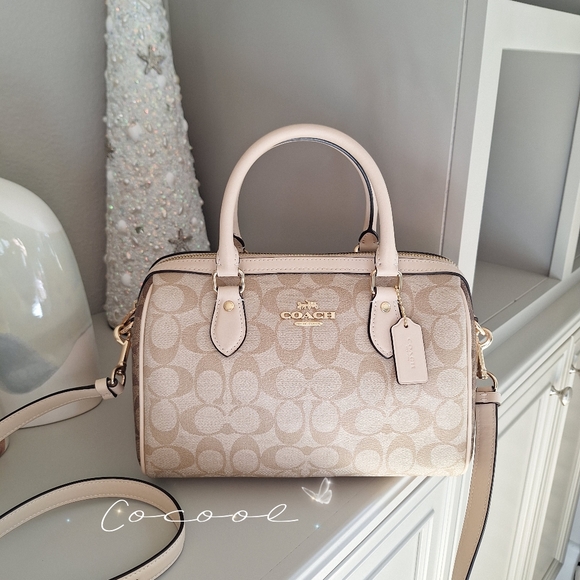 Coach Rowan Satchel Bag In Blocked Signature Canva s CH486 New - Picture 2 of 9